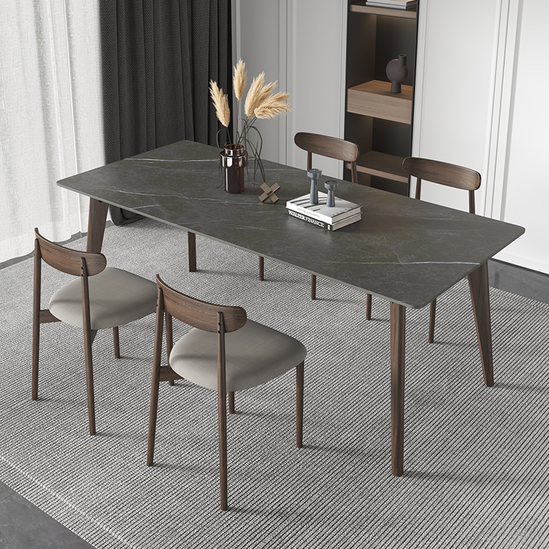 餐桌实木白蜡木岩板餐桌现代简约家用小户型长方形桌子椅子