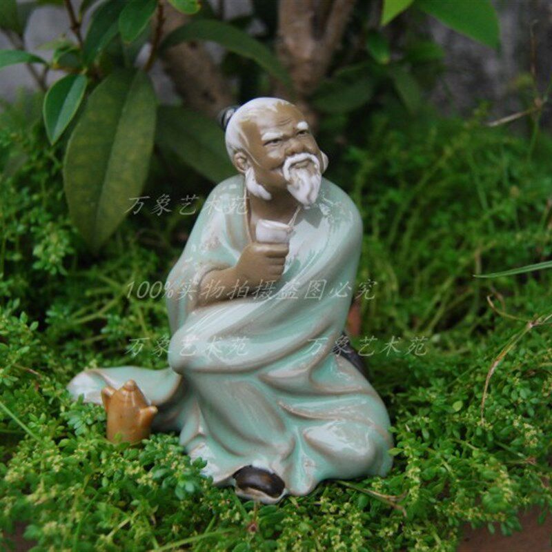 喝酒饮酒古代人物陶瓷摆件园林园艺假山盆景造景装饰品家居工艺品