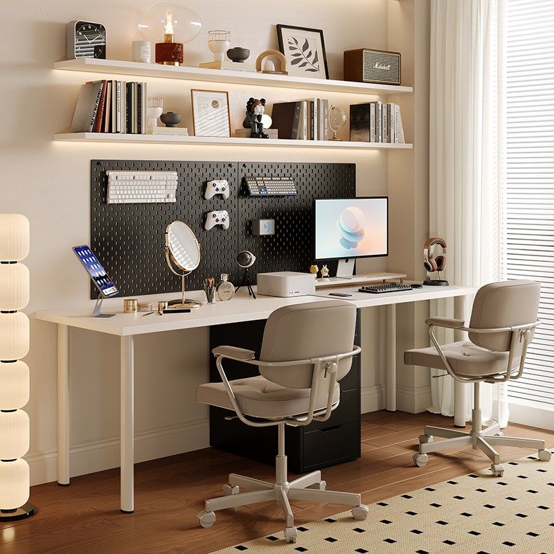 高端实木书桌书架一体大长条人电脑桌家用书房办公桌带抽屉书柜