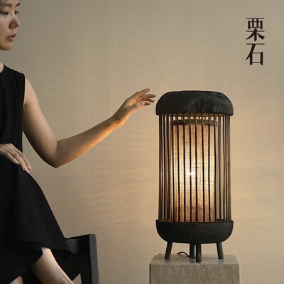 栗石【东方古韵】复古中式木质灯笼落地灯侘寂风样板间民宿氛围灯