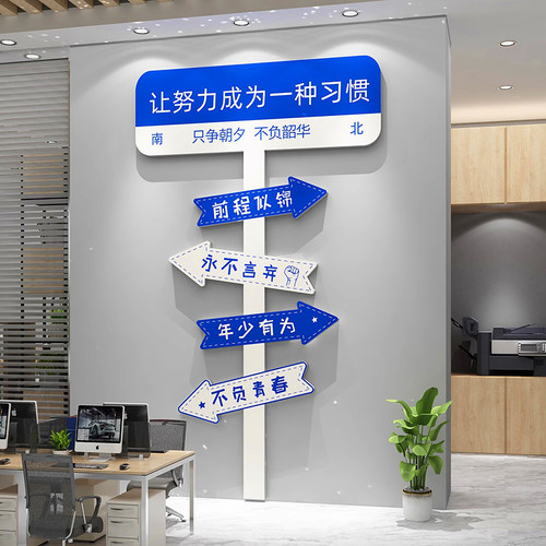 公司墙面励志标语办公室氛围布置激励员工装饰3d立体企业文化墙贴