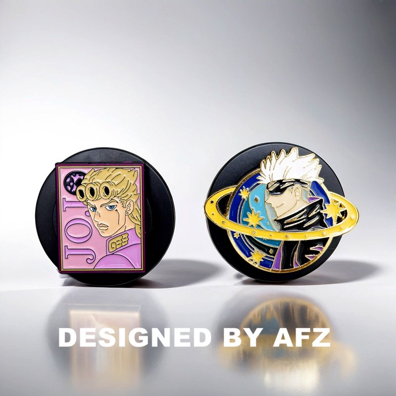 日系卡通漫画jojo金属黑MagSafe适用强磁吸指环气囊支架伸缩男友