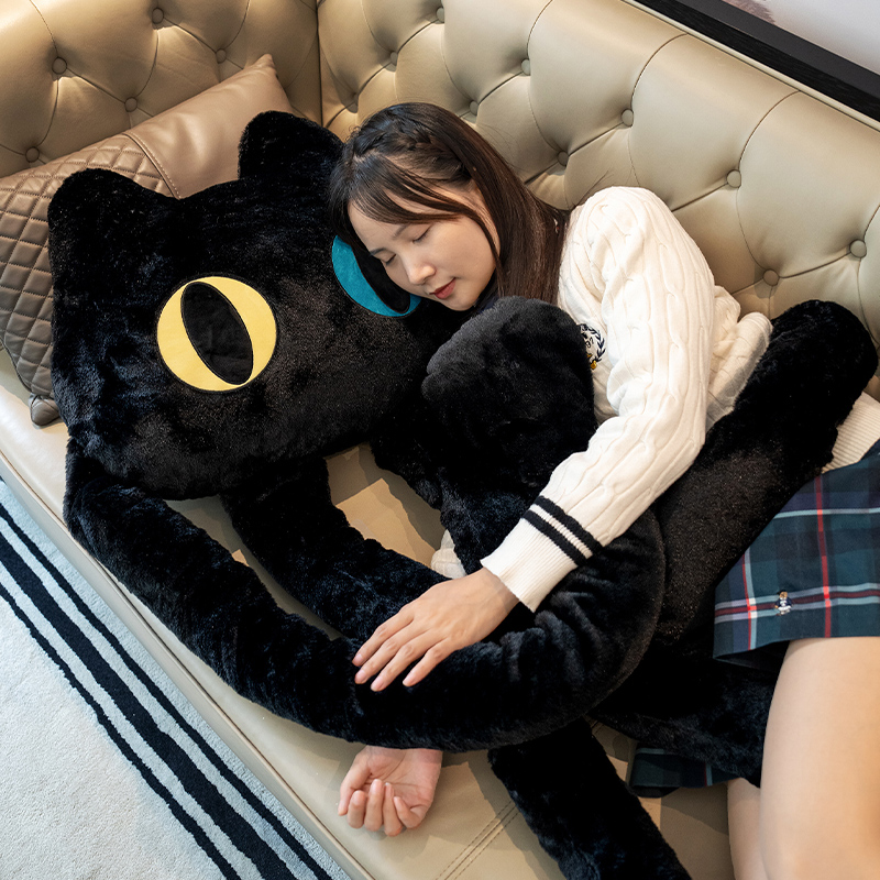 创意抱枕长腿黑猫咪玩偶靠枕沙发客厅靠背垫办公室睡觉枕头宿舍