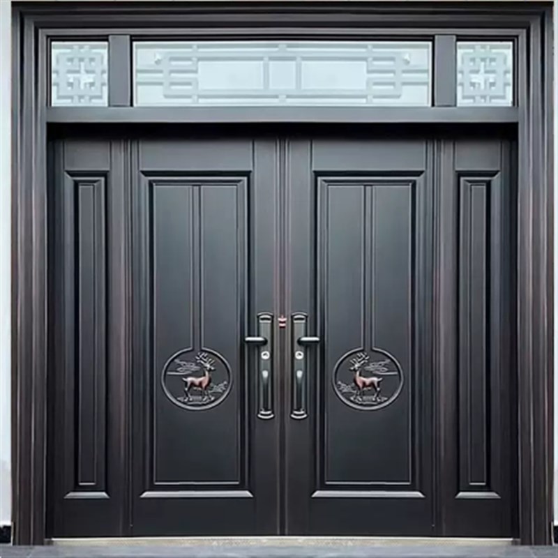 锌合金大门别墅大门双开门农村自建房大门入户防盗门仿铜门进户门