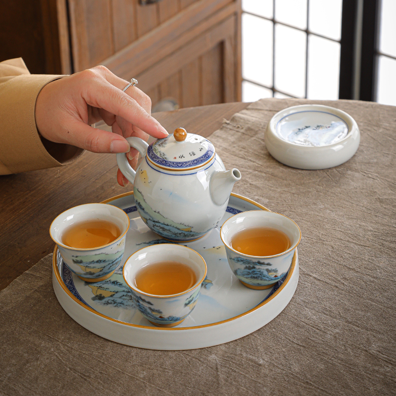 陶明堂功夫茶具仿古中式青花瓷茶壶茶杯整套家用专用小套装礼盒