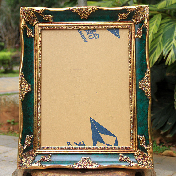 欧式实木相框定制金色暗绿色油画外框相框装裱宽度7cm厚度3.5cm