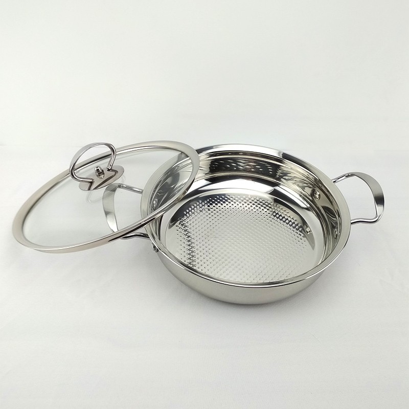 加厚不锈钢复底焖锅酒店专用锅家用浅汤锅火锅海鲜锅三汁焖锅通用