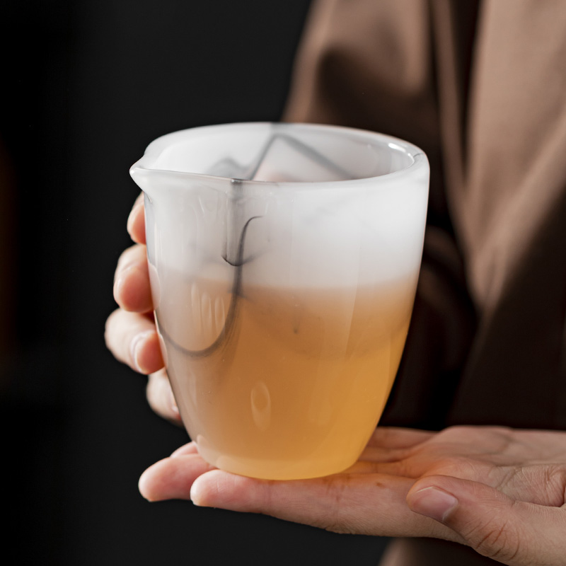 玉瓷公道杯分茶器茶海大号玻璃琉璃白瓷不烫手倒茶器功夫茶具配件