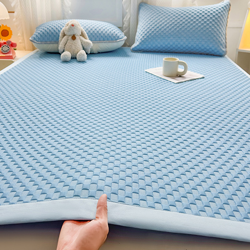 2024新款夏季凉感冰豆豆冰丝凉席三件套可机洗水洗夏天空调软席子