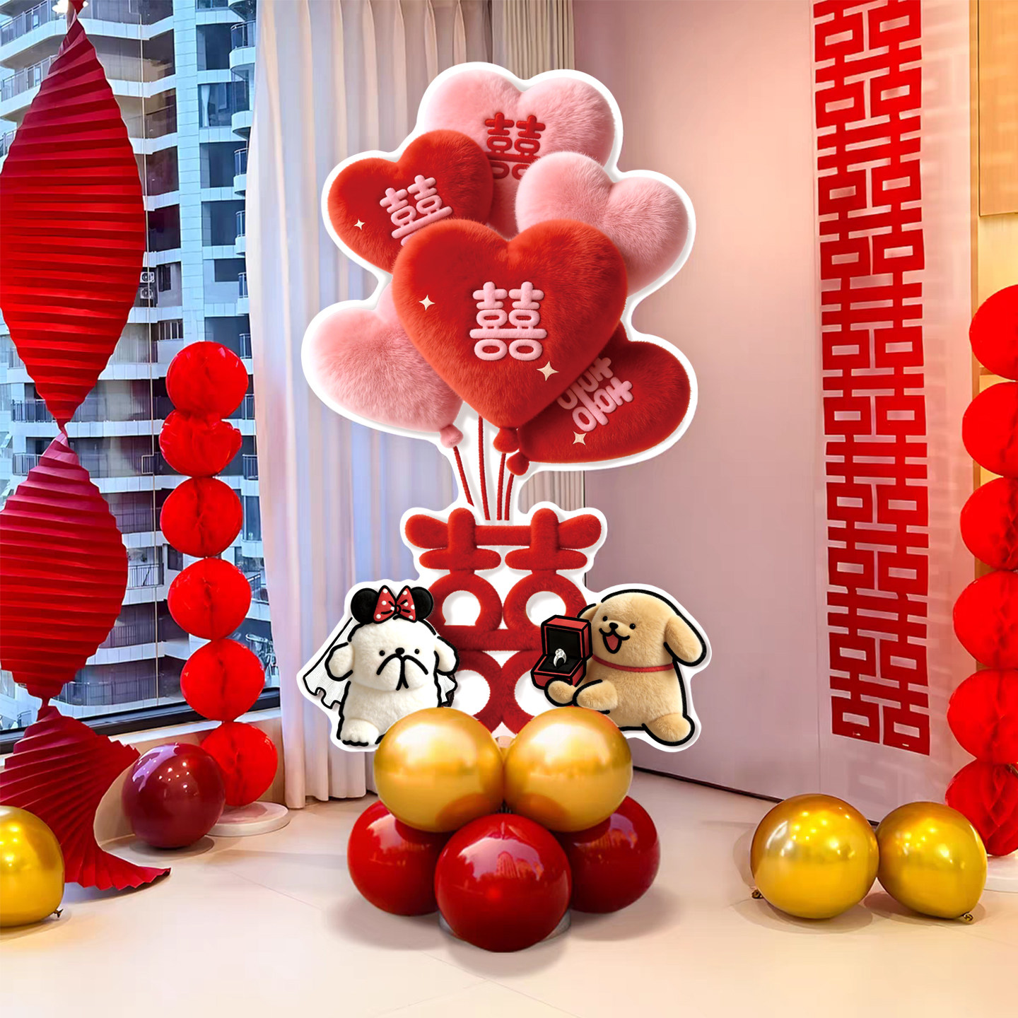线条小狗3D立体毛绒KT板气球迎宾牌结婚装饰路引婚礼婚房布置道具,节庆用品/礼品,路引,淘宝优惠券,粉丝福利购,淘宝优惠卷