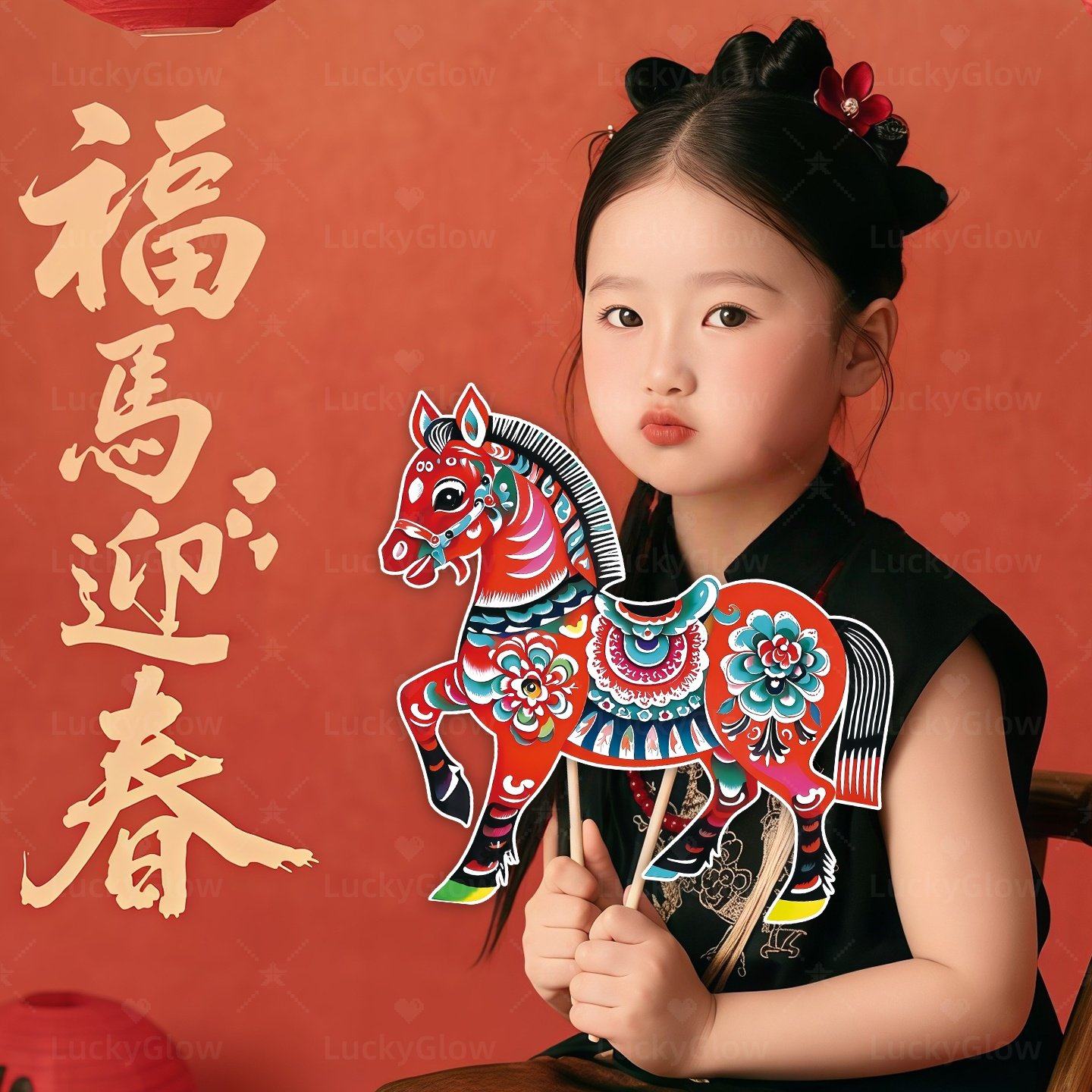 2026新年新款儿童手持皮影马全家福写真拍照道具手举牌发财眼镜,节庆用品/礼品,节日装扮用品,淘宝优惠券,粉丝福利购,淘宝优惠卷