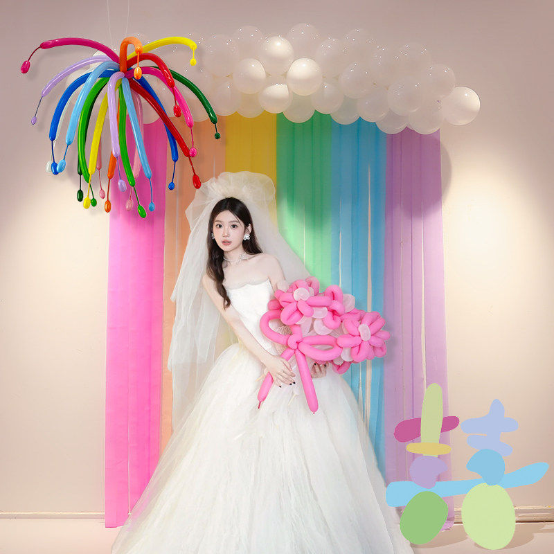 结婚布置彩色皱纹纸云朵气球链婚礼装饰新娘晨袍拍照背景喜字kt板,节庆用品/礼品,婚房装扮用品,淘宝优惠券,粉丝福利购,淘宝优惠卷