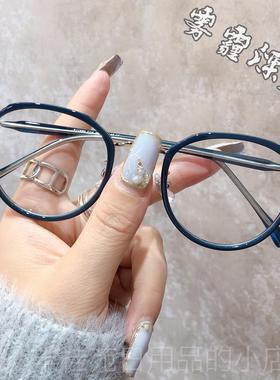 正品小脸光小框多边近形超轻红镜蓝色防辐射蓝眼镜女视可配度数眼