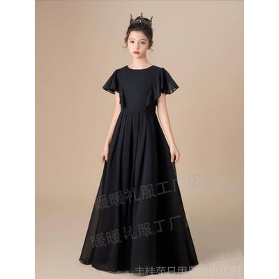 正品顺丰发黑色女童礼服裙钢演出服公主小提琴琴演服奏管乐团表演