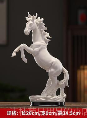 正品陶瓷马件德化白瓷骏马工品家居厅办公艺室装饰品马摆到成功客