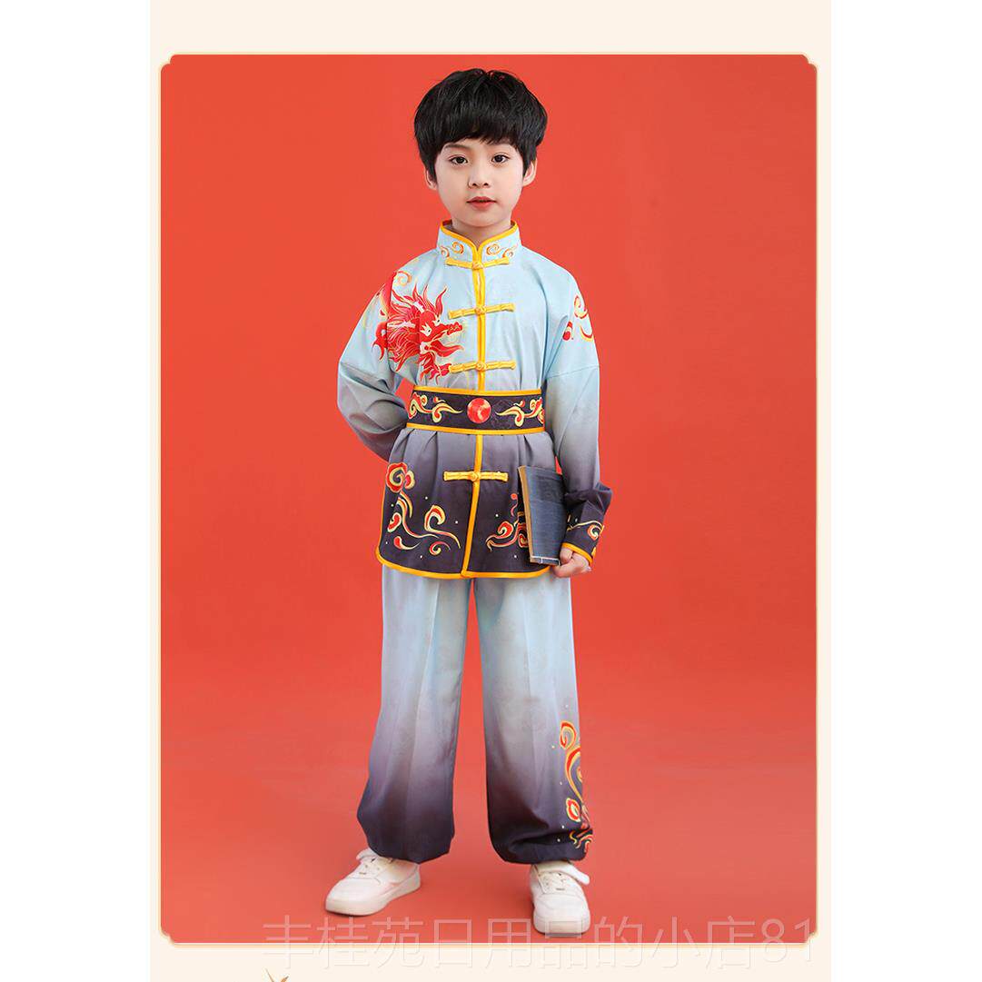 正品六服一儿童武术演出练功长中国风女短袖中小男学生表演服舞台