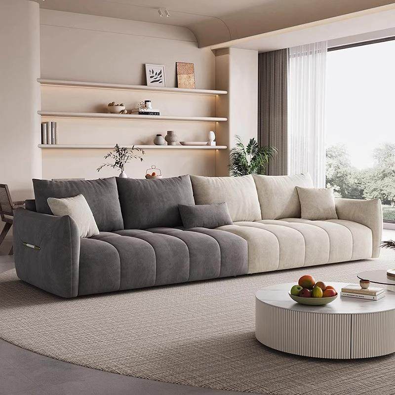 意式轻奢防水猫抓皮麂皮绒布艺沙发客厅简约三四人位直排沙发