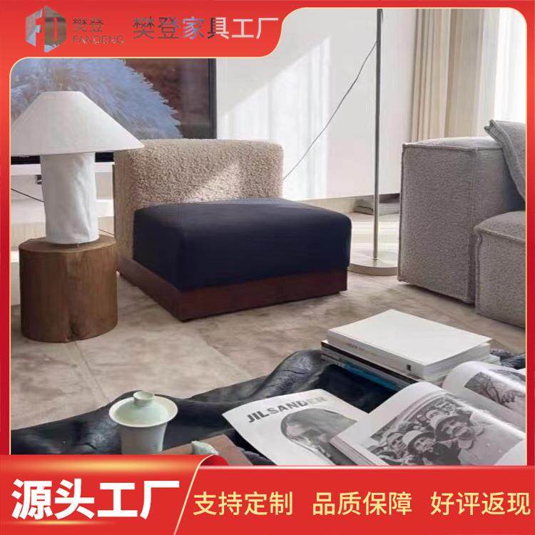 中古单人拼色沙发复古棉麻布艺实木公寓民宿创意不撞款客厅沙发椅