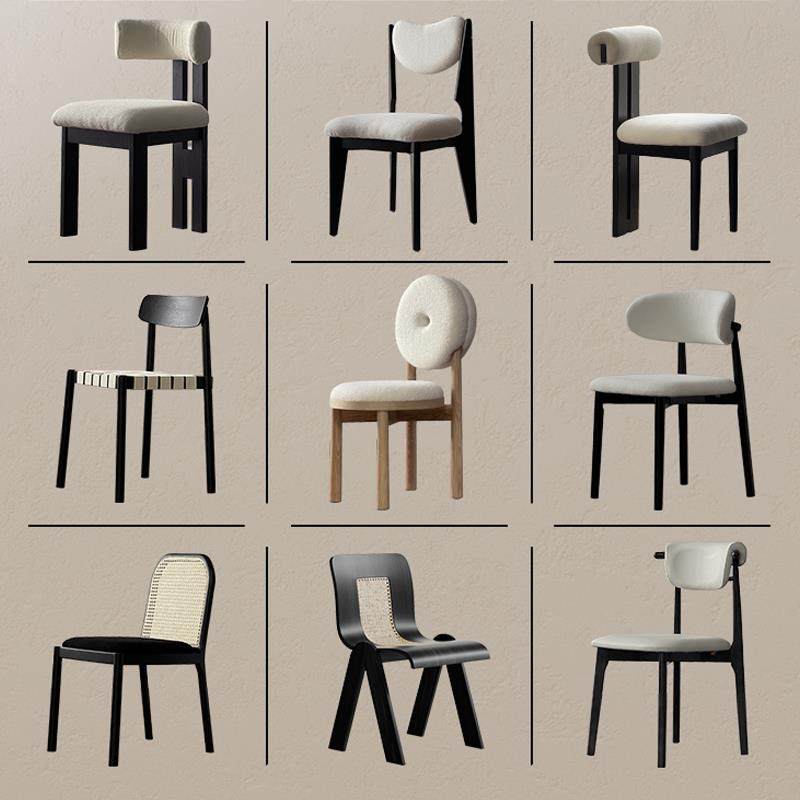 乐树家具法式复古网红实木餐椅家用小户型餐厅藤编餐桌椅靠背椅子