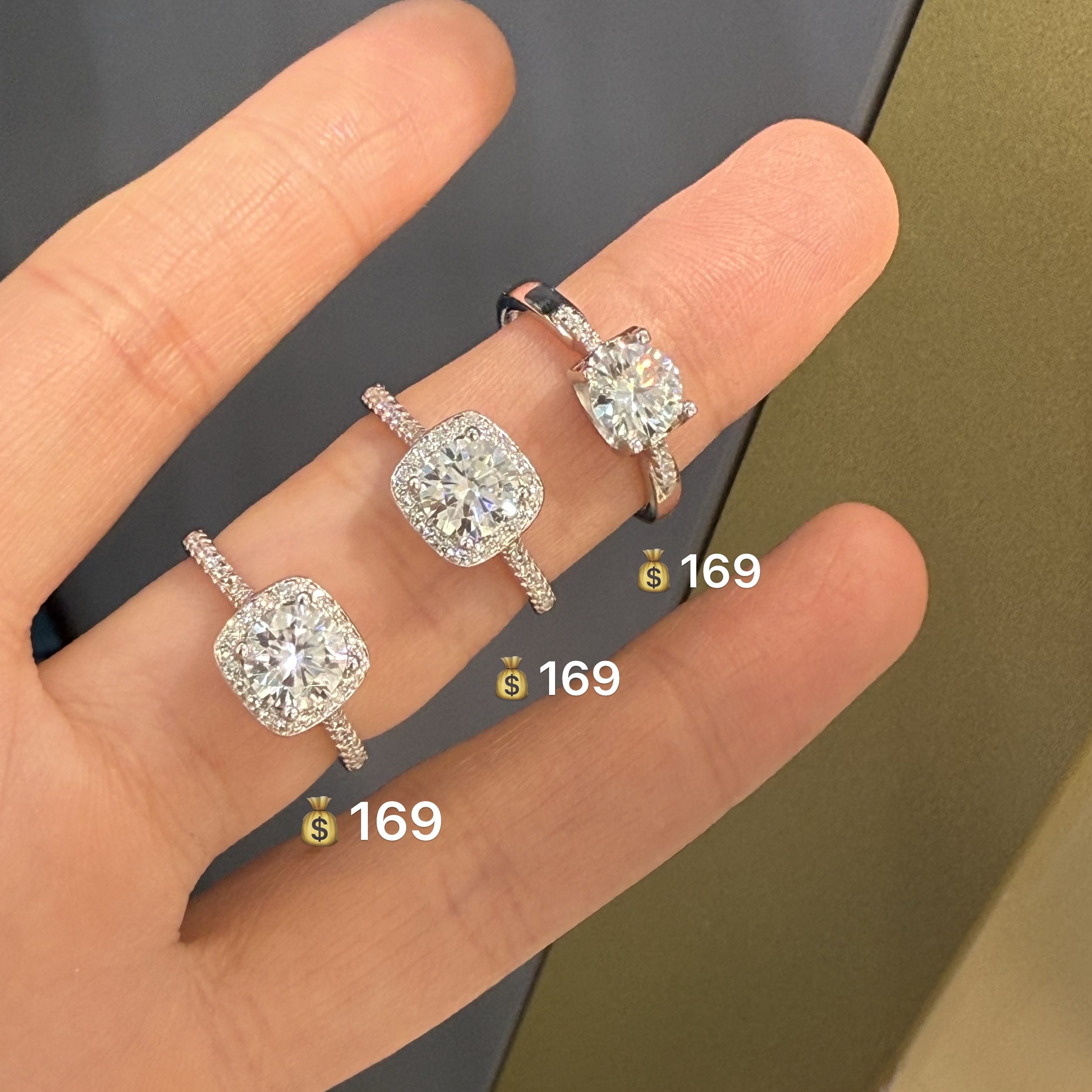 胖东来同款S925专柜正品爆款小方糖银莫桑钻戒指女带证书小票