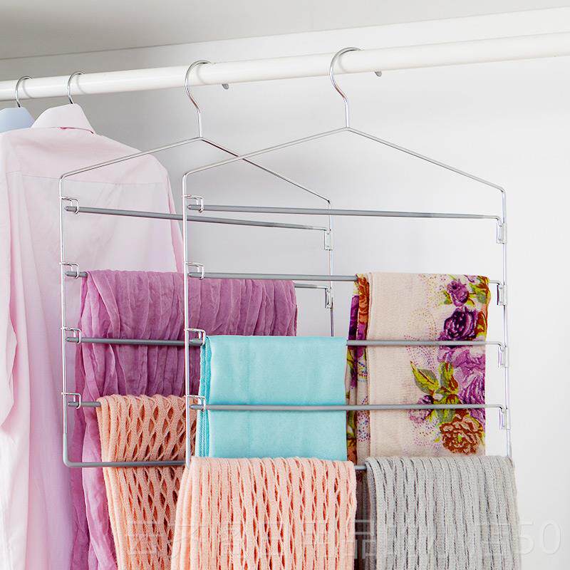 正品不锈钢多层多裤架 子衣裤架衣柜收纳魔衣裤夹子功能S术型宿舍