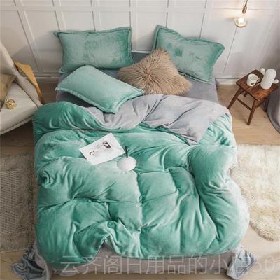 正品牛奶绒四件套纯瑚加厚双面绒被套床单冬季珊绒黄色床笠款件三