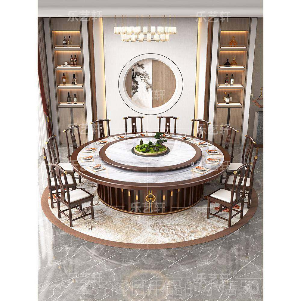正品新中式餐酒店电动大圆桌大简理石岩板桌转盘实木餐桌现代约饭,商业/办公家具,酒店桌椅,淘宝优惠券,粉丝福利购,淘宝优惠卷