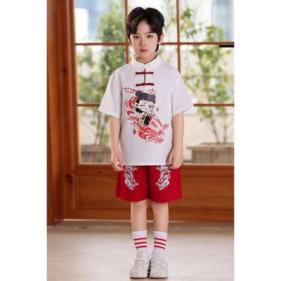 正品六服一儿童合唱中国风演出服小学生套运动会哪咤表演班校短大