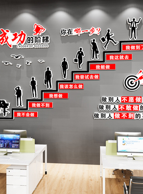 成功的阶梯公司激励志标语企业文化墙办公室墙面装饰氛围布置楼梯