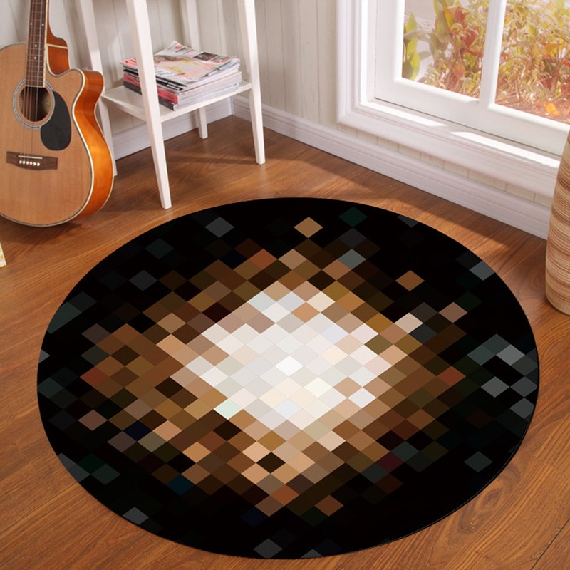 528 几何印花地毯 卧室飘窗吊篮圆形地垫浴室防滑垫0cm