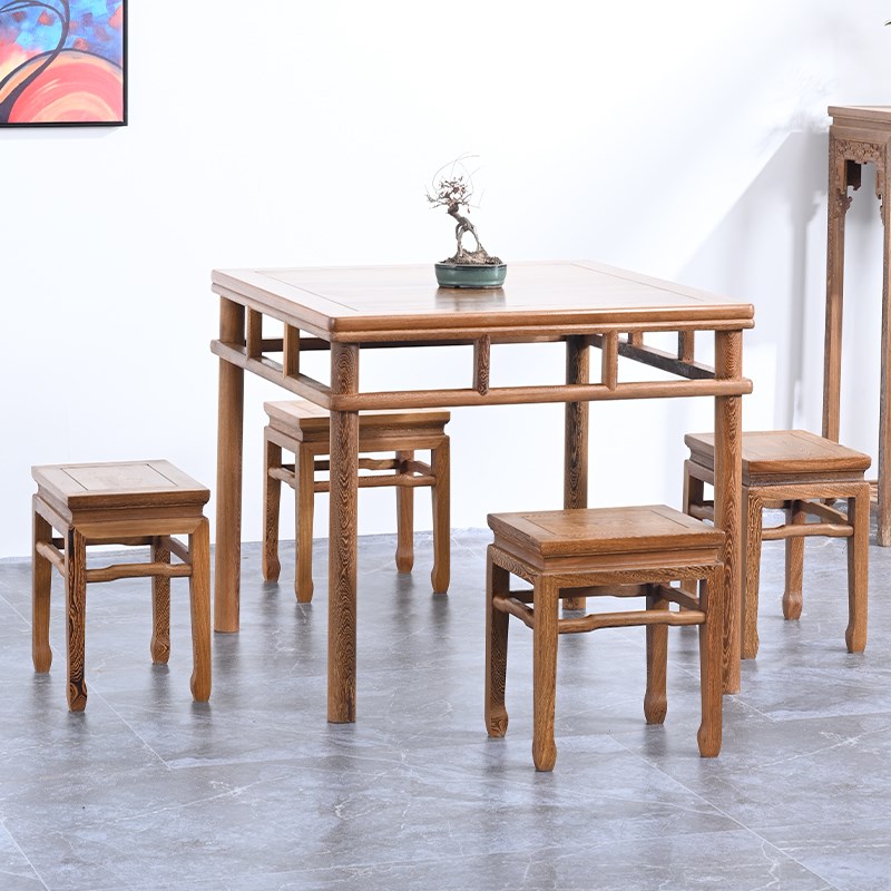 鸡翅木八仙桌家用餐桌椅组合实木正方形中式饭桌餐台红木四方餐桌