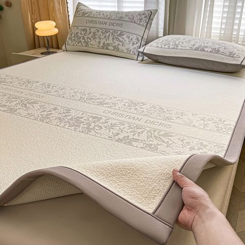 A类母婴级夏季冰豆豆凉席可机洗超凉感提花冰丝席床笠款空调席子