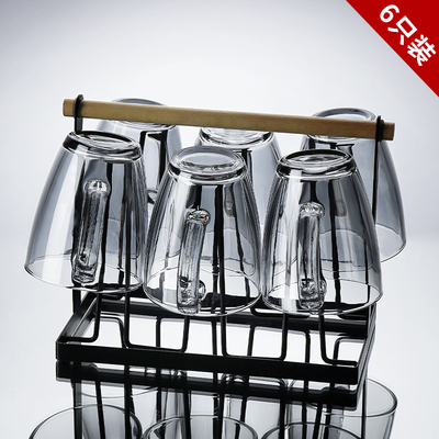 防摔钢化玻璃杯家用茶杯耐高温客厅待客水杯套装泡茶喝水杯子家庭