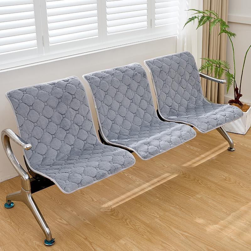 连排铁椅座垫加厚公共椅子坐垫医院银行机场椅套靠背一体毛绒坐垫