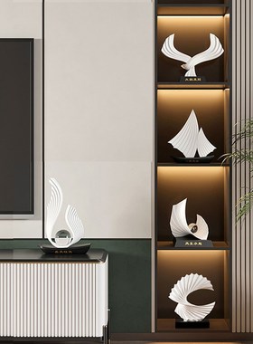 2024新款酒柜电视柜摆件一帆风顺大展宏图办公室抽象艺术雕塑装饰