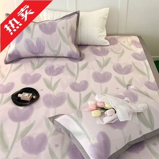 ixA类夏季 冰丝凉席郁金香小清新冰藤凉席可机洗折叠空调软席