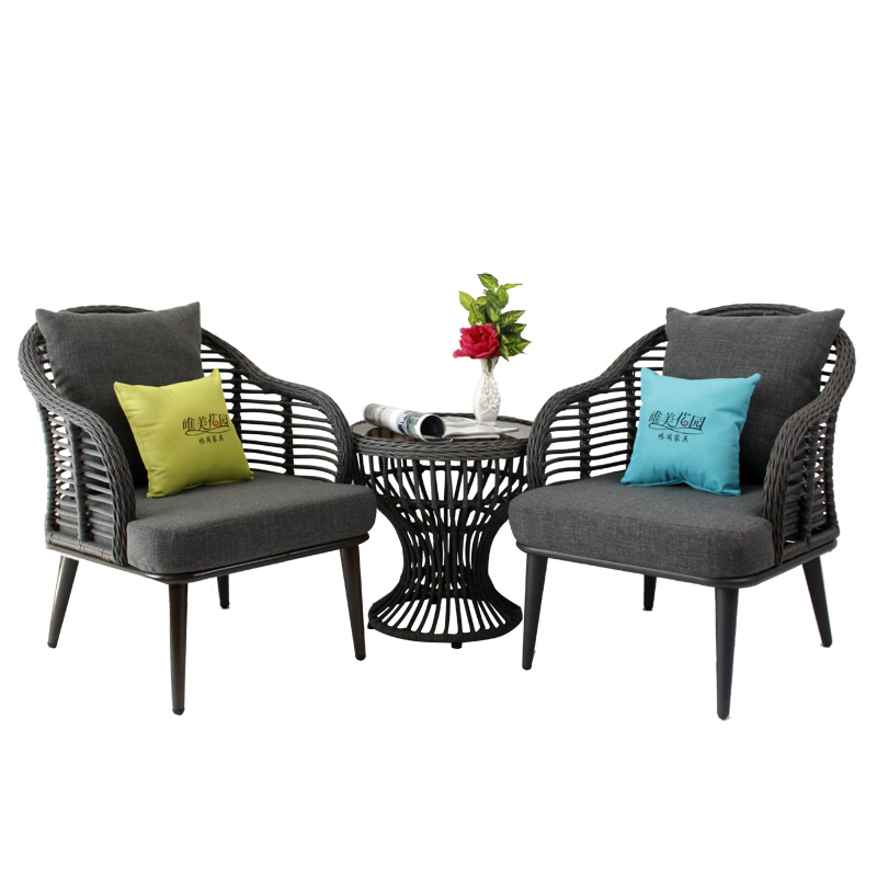 阳台桌椅藤椅三件小茶几创意酒店宾馆民宿样板间单人沙发椅