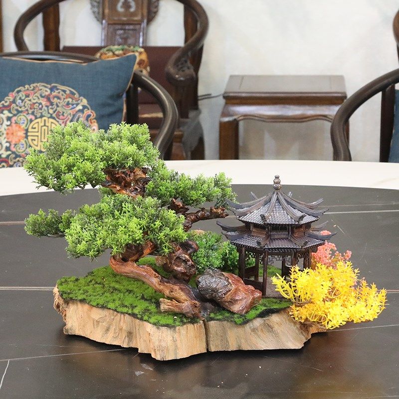 酒店电动转盘花艺装饰花插花圆桌花餐桌花摆件花新款小桌景装饰品