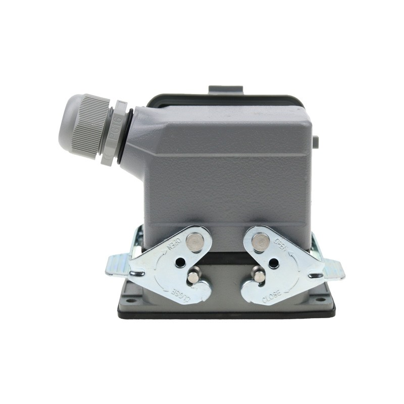 矩形插头重载连接器HE-010-5 10芯底座带盖侧出顶出高底座带盖1