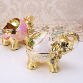 欧式 潮流球形带盖金属多功能办公家居客厅 复古大象烟灰缸创意个性