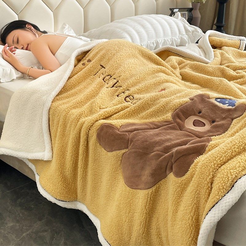 冬季A类卡通毛毯加厚保暖羊羔绒珊瑚绒毯子被套办公室午睡毯盖毯