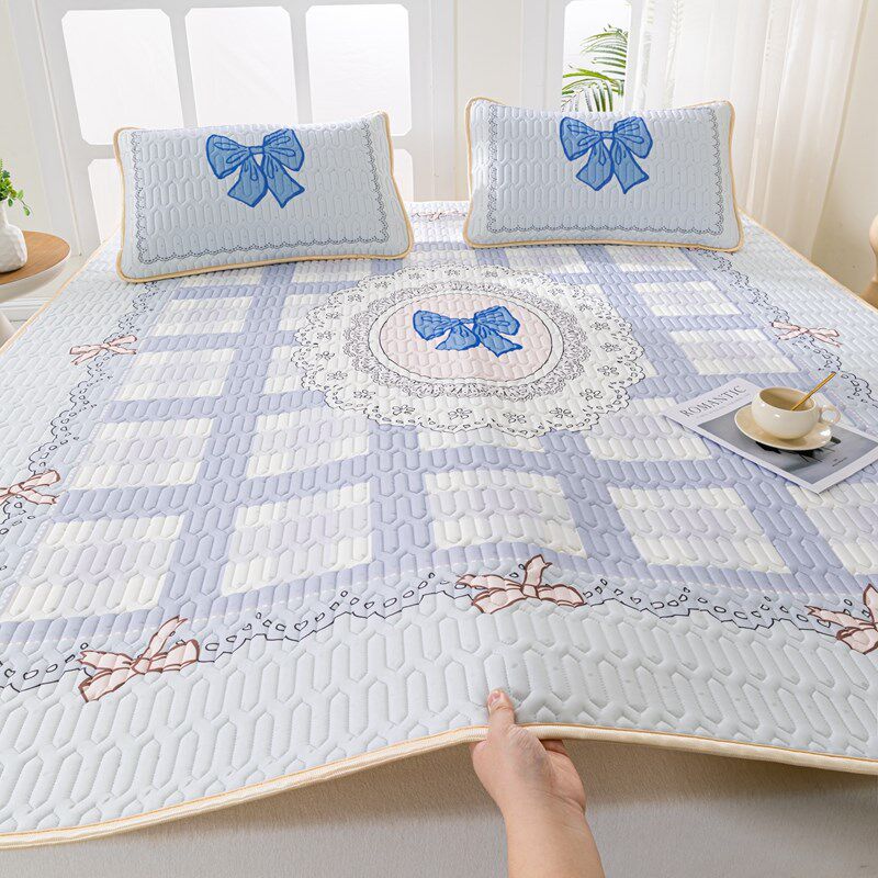 泰国天然乳胶凉席三件套夏季冰丝席子可水洗床垫橡胶床笠床单厚6m