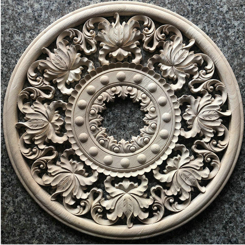 东阳木雕欧式圆形花 实木贴花 高档背景墙玄关天花板吊顶装饰木花
