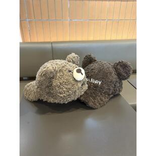 可爱小熊耳朵羊羔绒帽子女秋冬保暖棒球帽百搭显脸小包头鸭舌帽潮