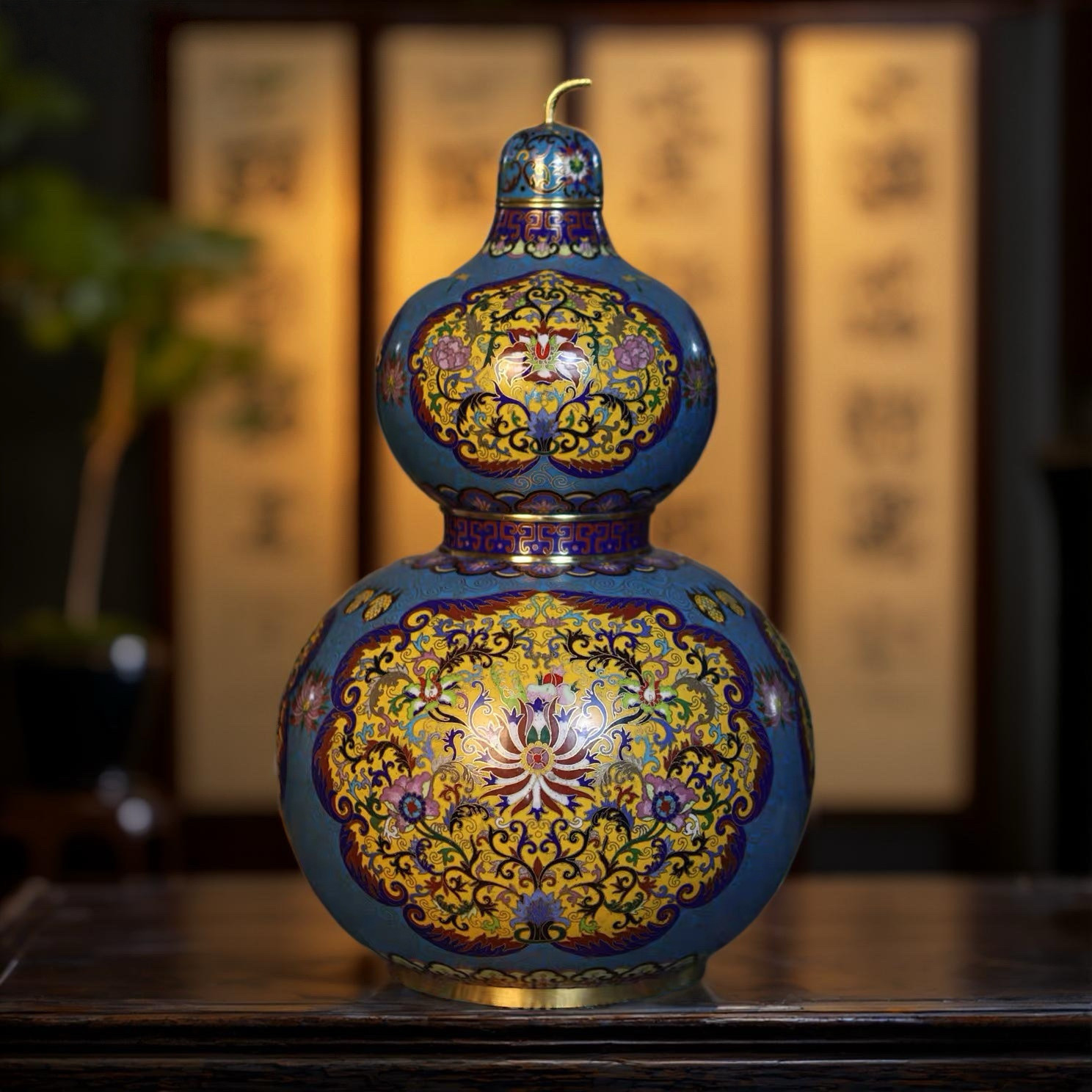 手工胎仿清代景泰蓝掐丝珐琅葫芦吉祥寓意复古摆件花瓶家具艺术品
