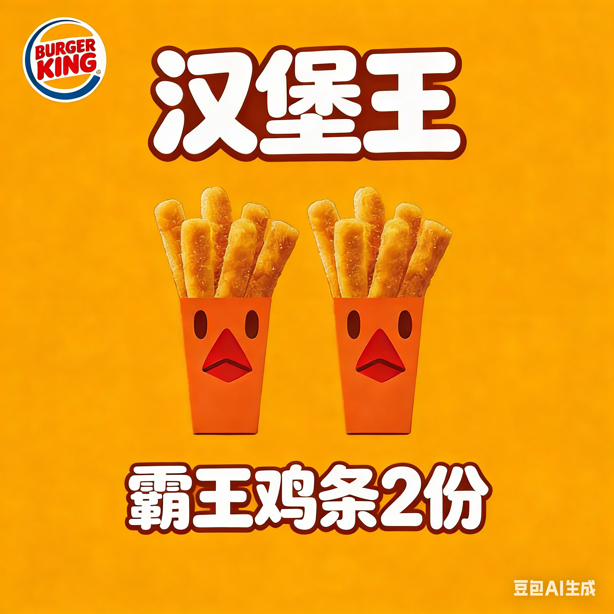 汉堡王自动发货2份霸王鸡条王道嫩香鸡块椒香鸡腿鸡米花炸鸡小食