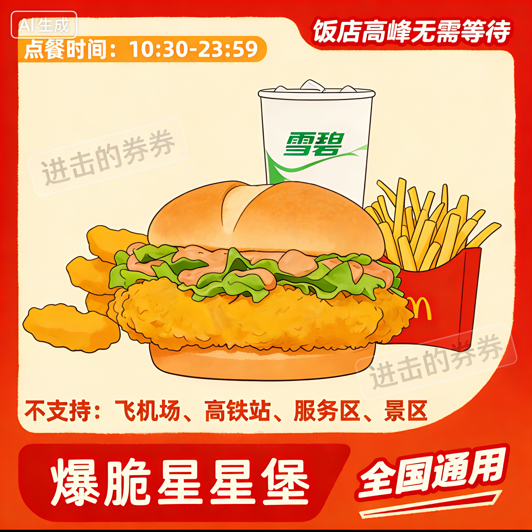 麦当劳代下单新品爆脆星星堡盐酥脆汁鸡麦旋风麦辣鸡翅两三四件套