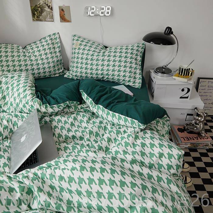 正品ins北欧风床宿四套少女简约水洗棉被套床笠舍床单三上件套件4