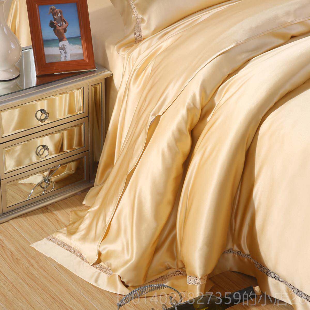 正品35单姆笠夏米重磅宽幅无缝双面真丝四件套100桑蚕丝床床被套