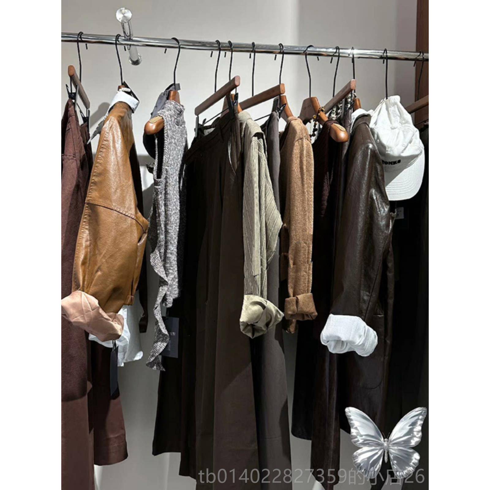 正品衣架服装店专仿古复古胡桃色衣撑男装实木新中式防用橡女木滑